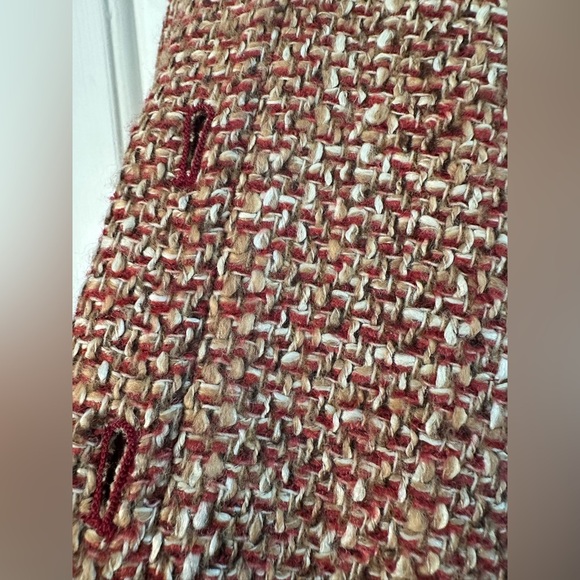 PHILIPPE ADEC 4 38 Vntg Y2K 90’s Wool Blend Tweed Jacket Wine Blazer Ribbon Belt - Picture 13 of 14